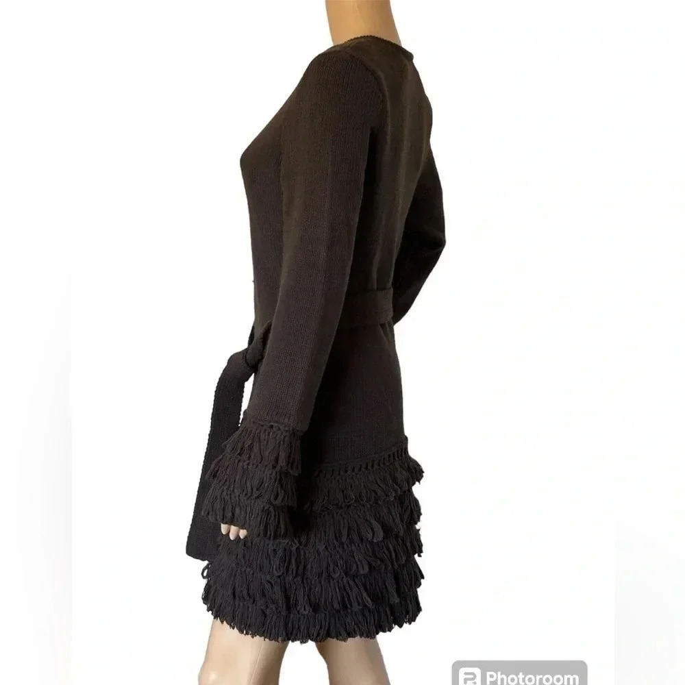 Laundry By Shelli Segal Full Zip  Crochet Sweater W/Sash Boho Shag Women Sz S - Picture 2 of 11